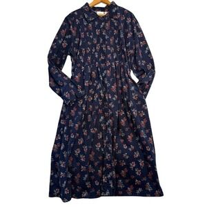 1X 18/20 Indigo Long Dress Corduroy Vermont Country Store, 100% Cotton